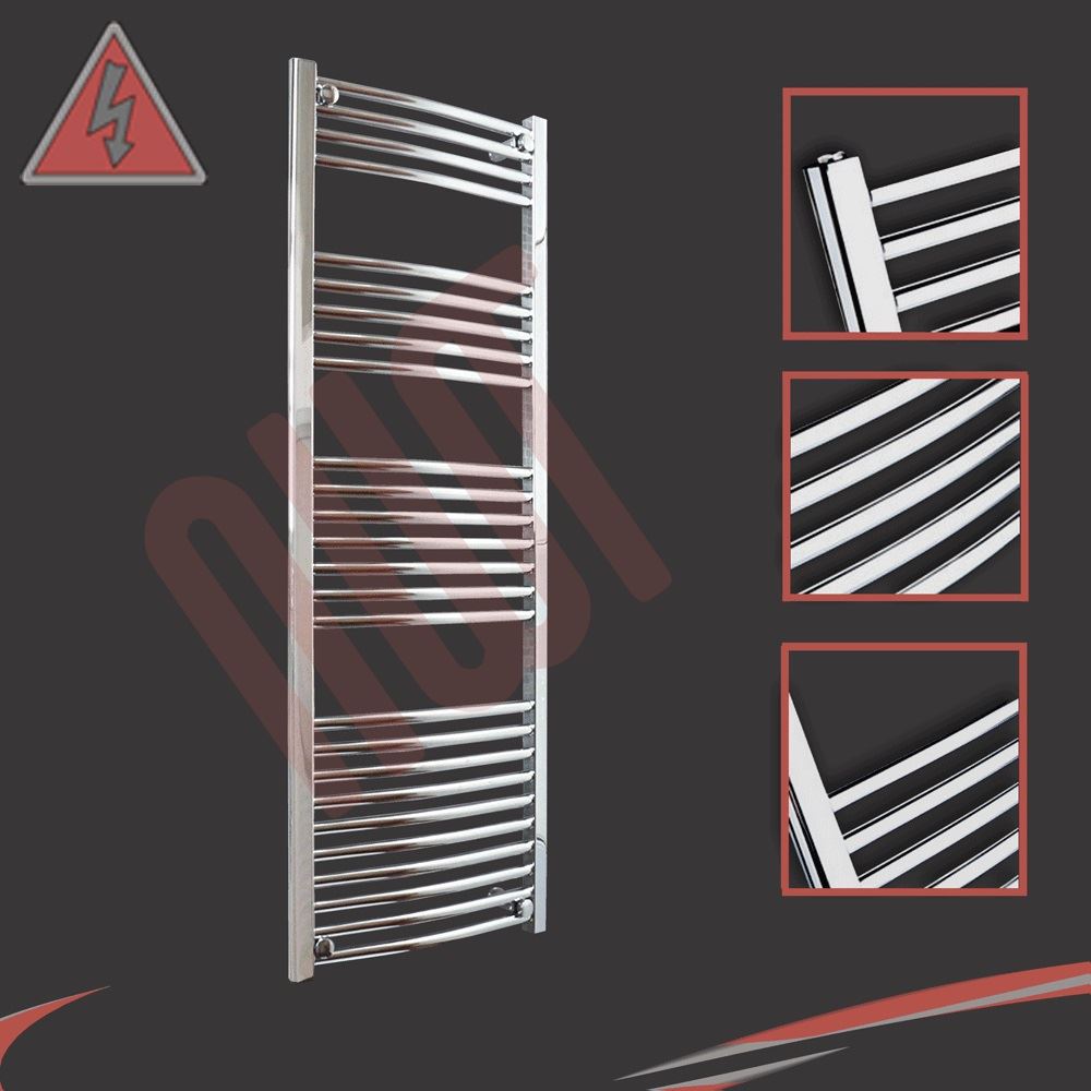 Curved Chrome Electric Heated Towel Rails, Bathroom Radiators (250W to