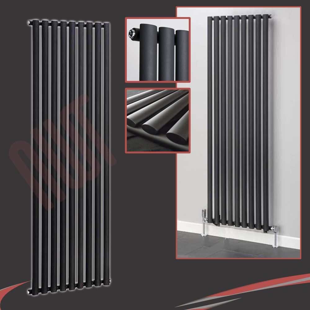 MIXED Vertical Black & Anthracite Central Heating Radiators, Oval