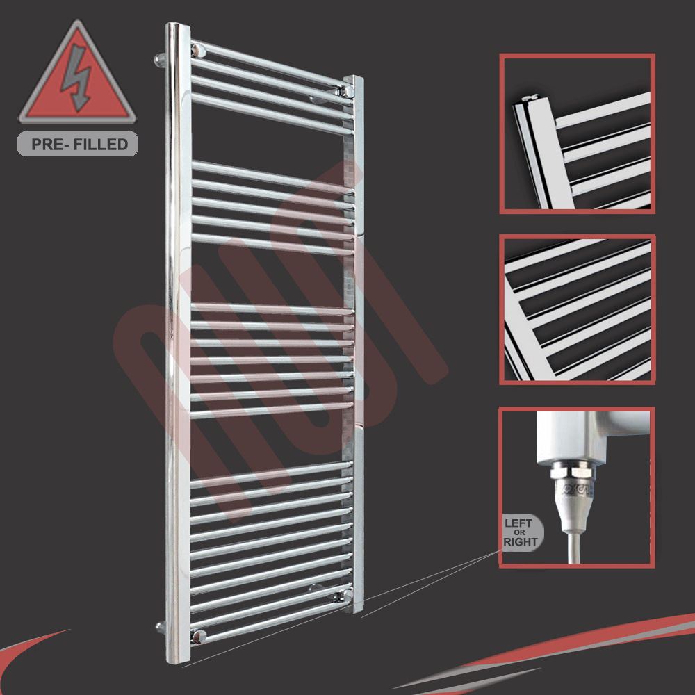PREFILLED Chrome Electric Heated Towel Rails with Fixed Temp (70c