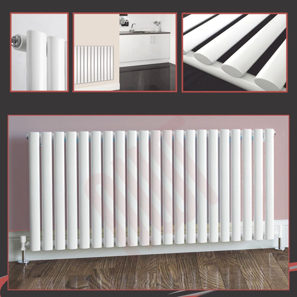 Horizontal White Designer Radiators Oval Tube & Flat Panels Central
