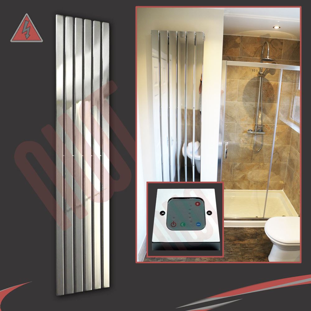 "Corwen" Chrome Electric Prefilled Vertical Panel Radiators + Heating