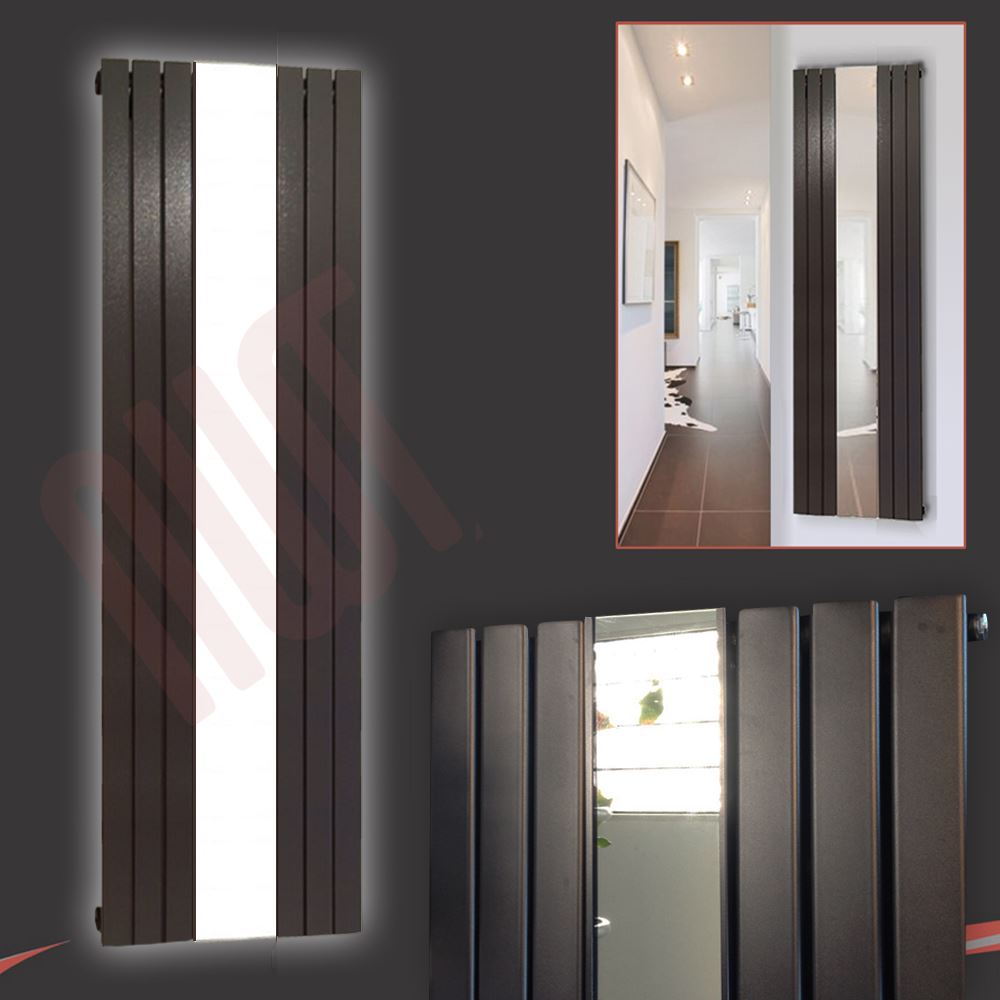 MIXED Vertical Black & Anthracite Central Heating Radiators, Oval