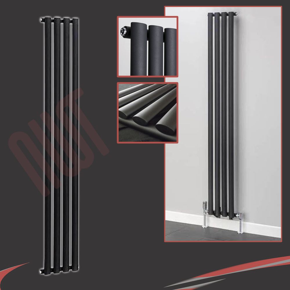 Mixed vertical black & anthracite central heating radiators, oval ...