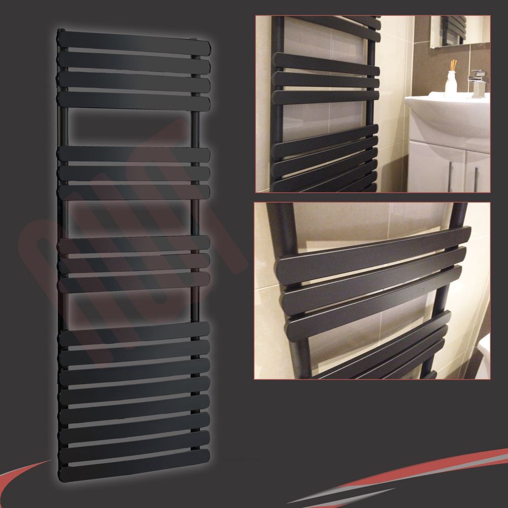 Black Designer Heated Towel Rail Radiators & Vlves Wall Mounted Central