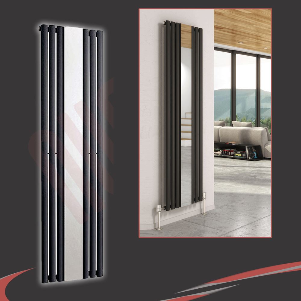 MIXED Vertical Black & Anthracite Central Heating Radiators, Oval