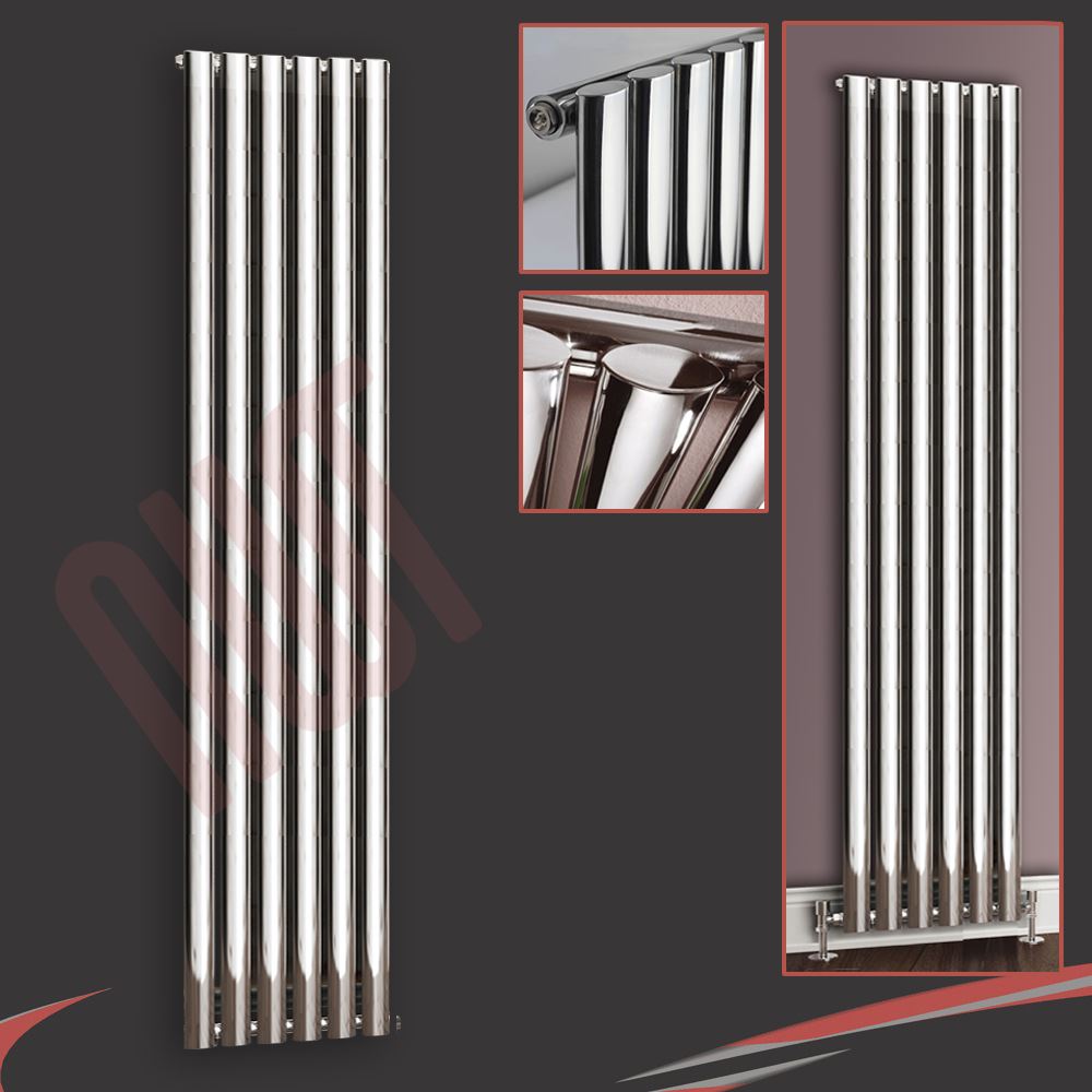 Vertical Chrome Designer Radiators Oval Tube & Flat Panels for