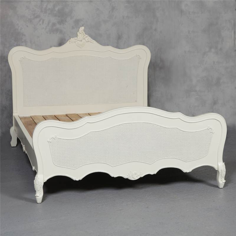 french shabby chic bed king size 137x155x200cm antique cream wooden rattan frame ebay french shabby chic bed king size 137x155x200cm antique cream wooden rattan frame ebay