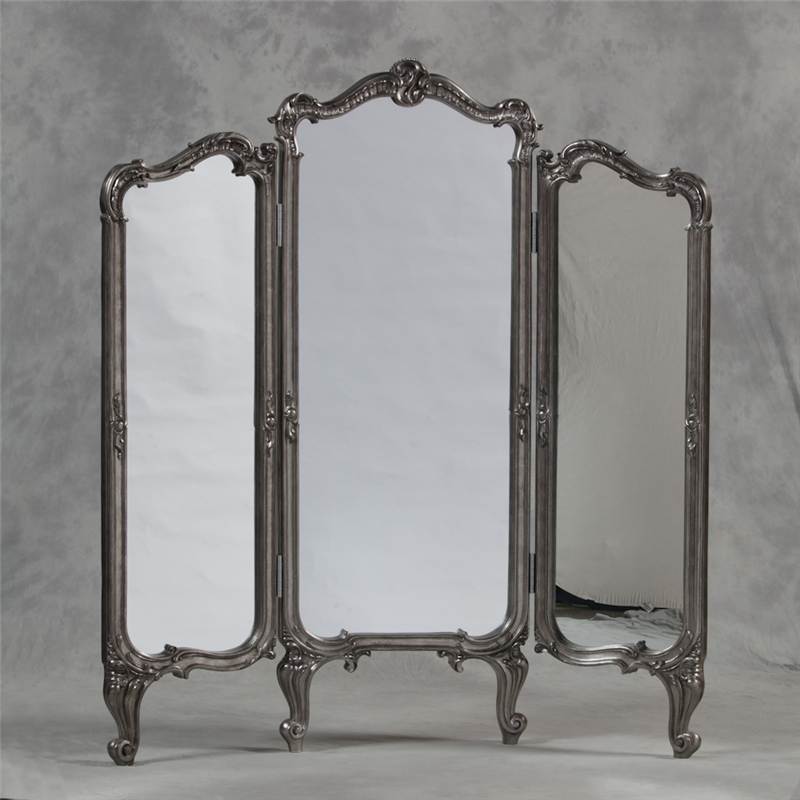 French Shabby Chic 3 Fold Dressing Mirror Room Divider Screen Antique