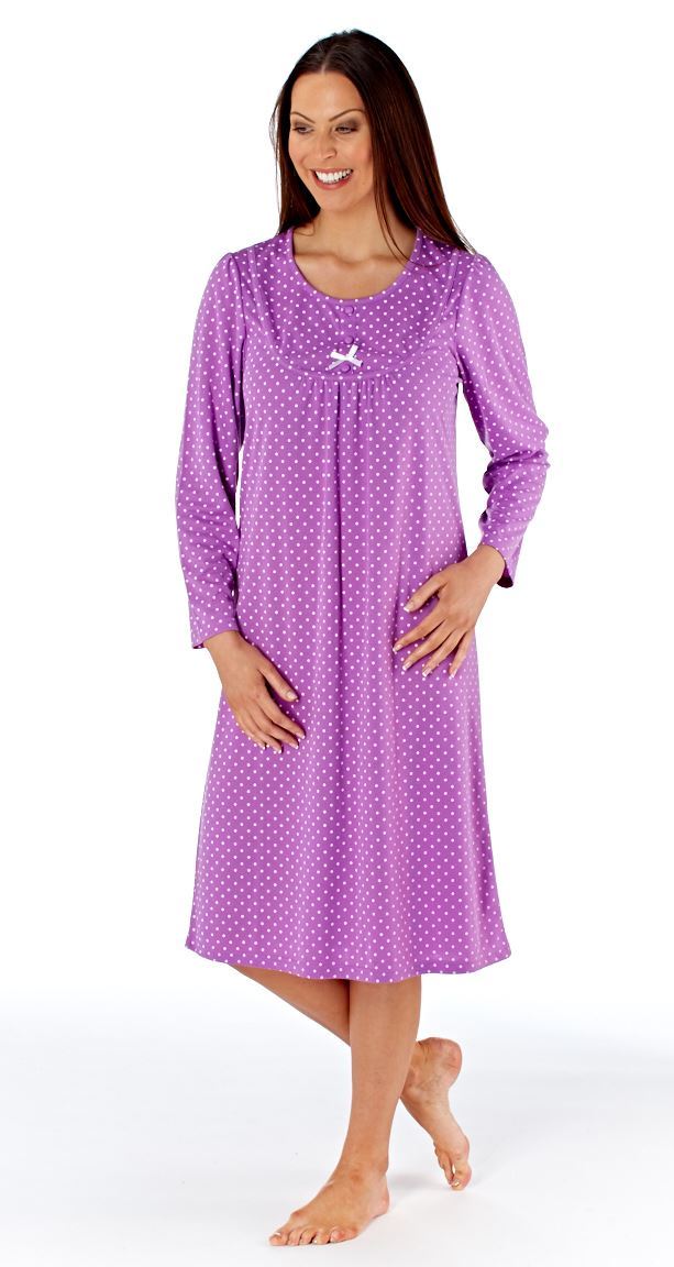 Ladies Kathy Long Sleeve Night Dress, Nighty Nightwear, Size 1024