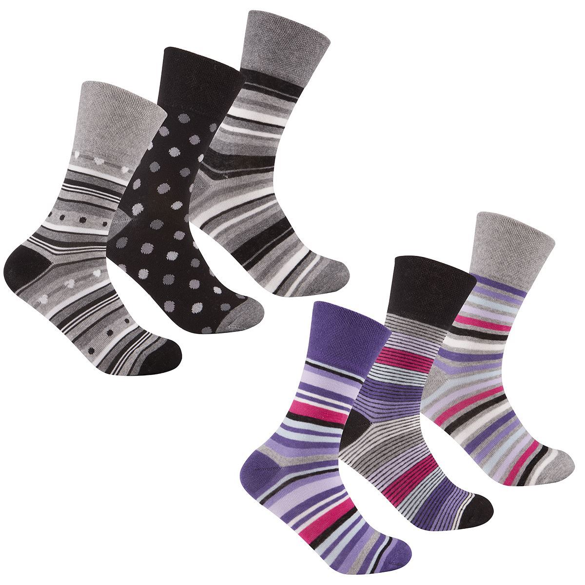 Women's Non Elastic Design Socks, Soft Grip Cotton Rich Ankle Socks