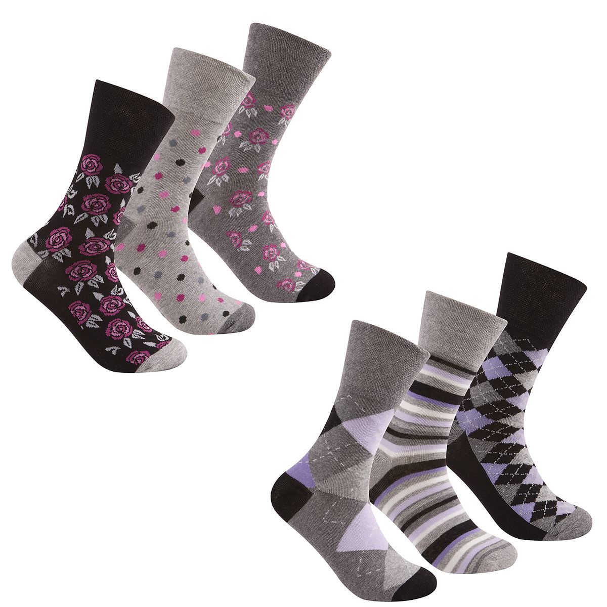 Women's Non Elastic Design Socks, Soft Grip Cotton Rich Ankle Socks