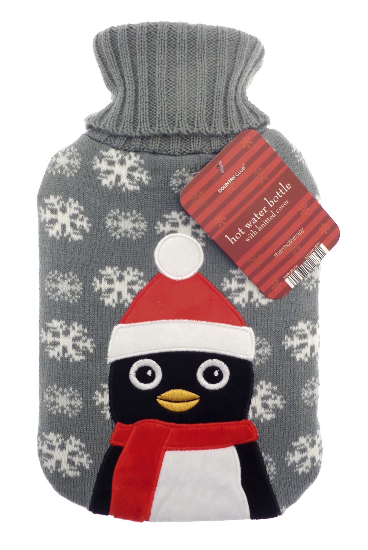 Christmas Hot Water Bottle With Knitted Cover, Gift Idea Thermotherapy H18