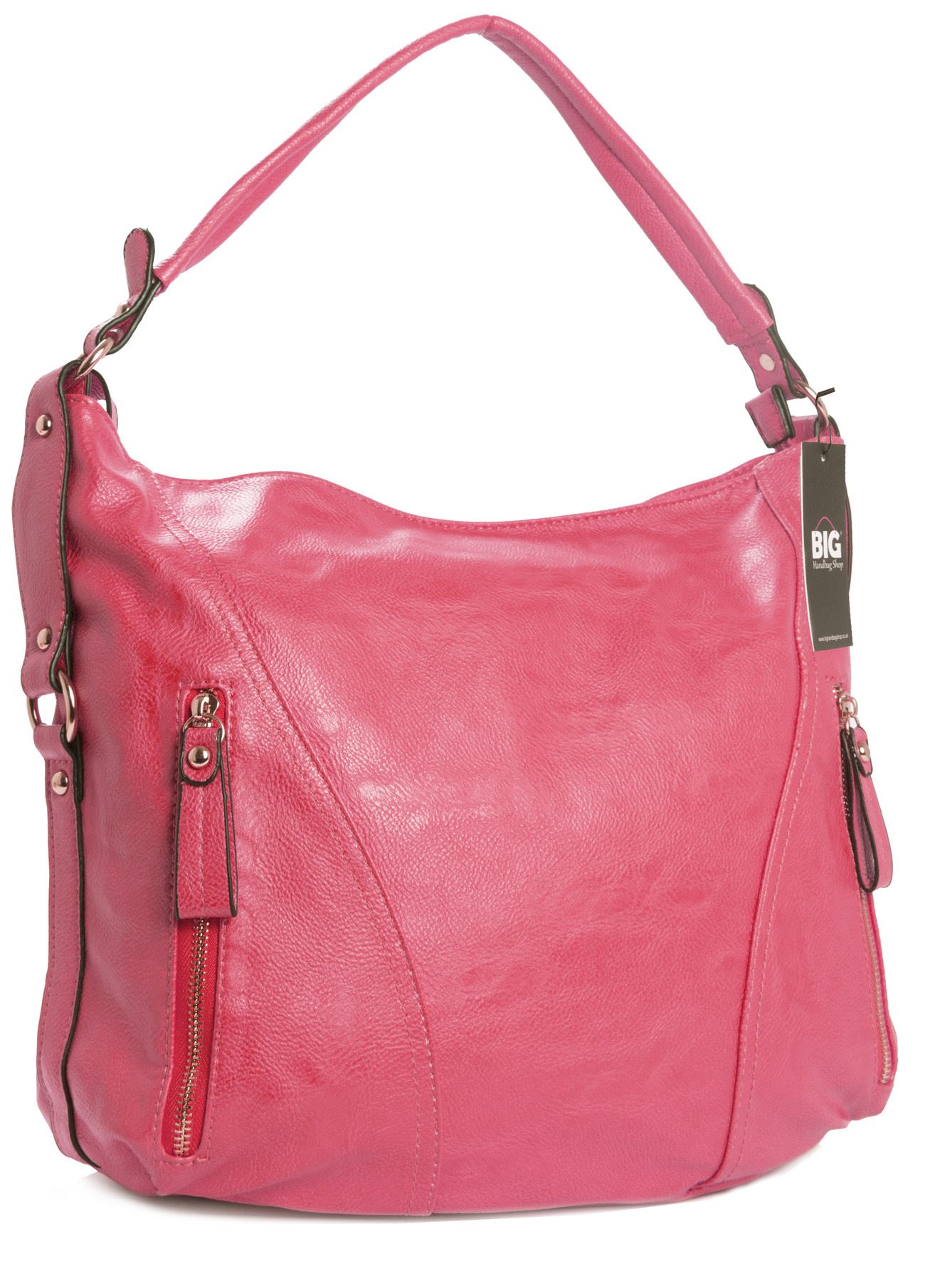 Big Handbag Shop Womens Plain Zip Effect Large Shoulder Bag eBay