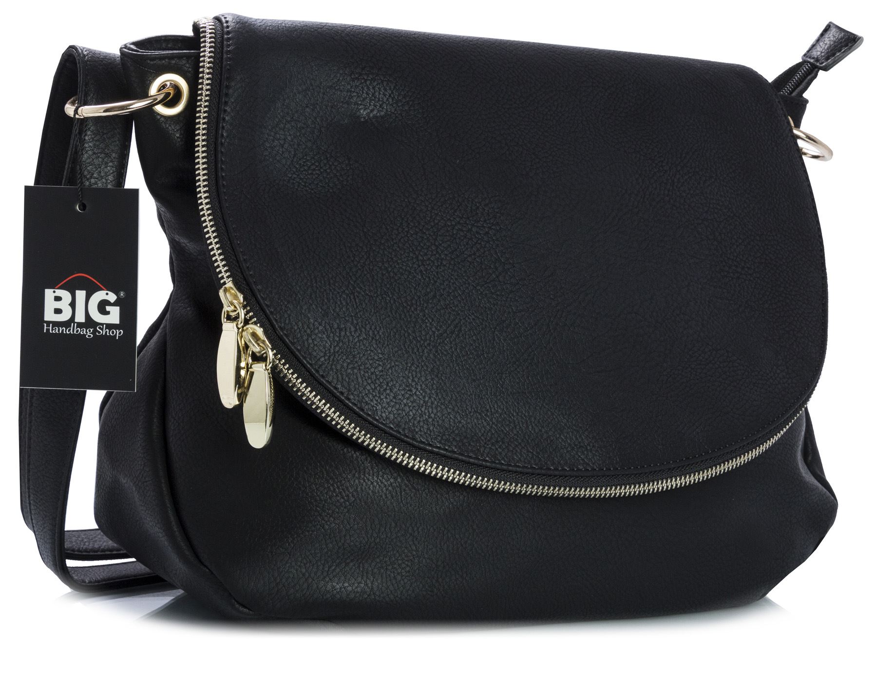 Big Handbag Shop Faux Leather Zip Round Bucket Cross Boby Shoulder Bag