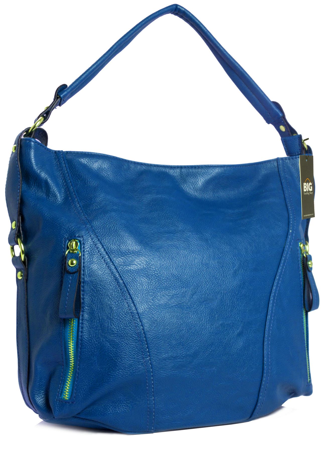 Big Handbag Shop Womens Plain Zip Effect Large Shoulder Bag eBay