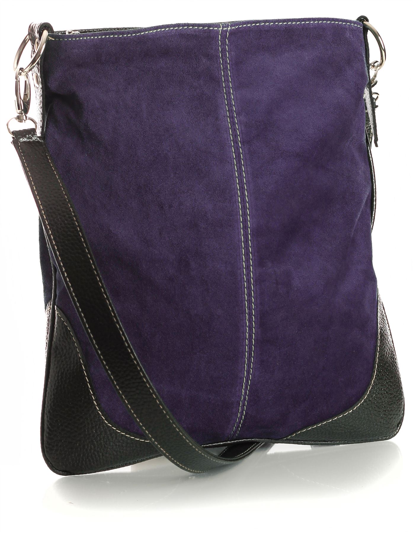 Big Handbag Real Suede Leather Messenger Cross Body Shoulder Bag with Faux Trim eBay