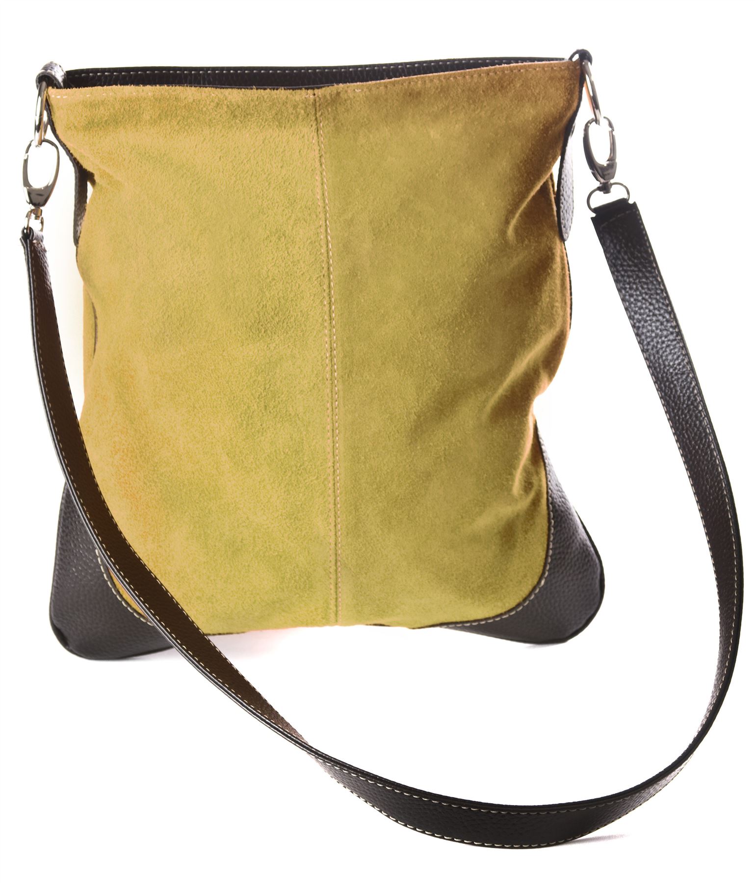 Big Handbag Real Suede Leather Messenger Cross Body Shoulder Bag with Faux Trim eBay
