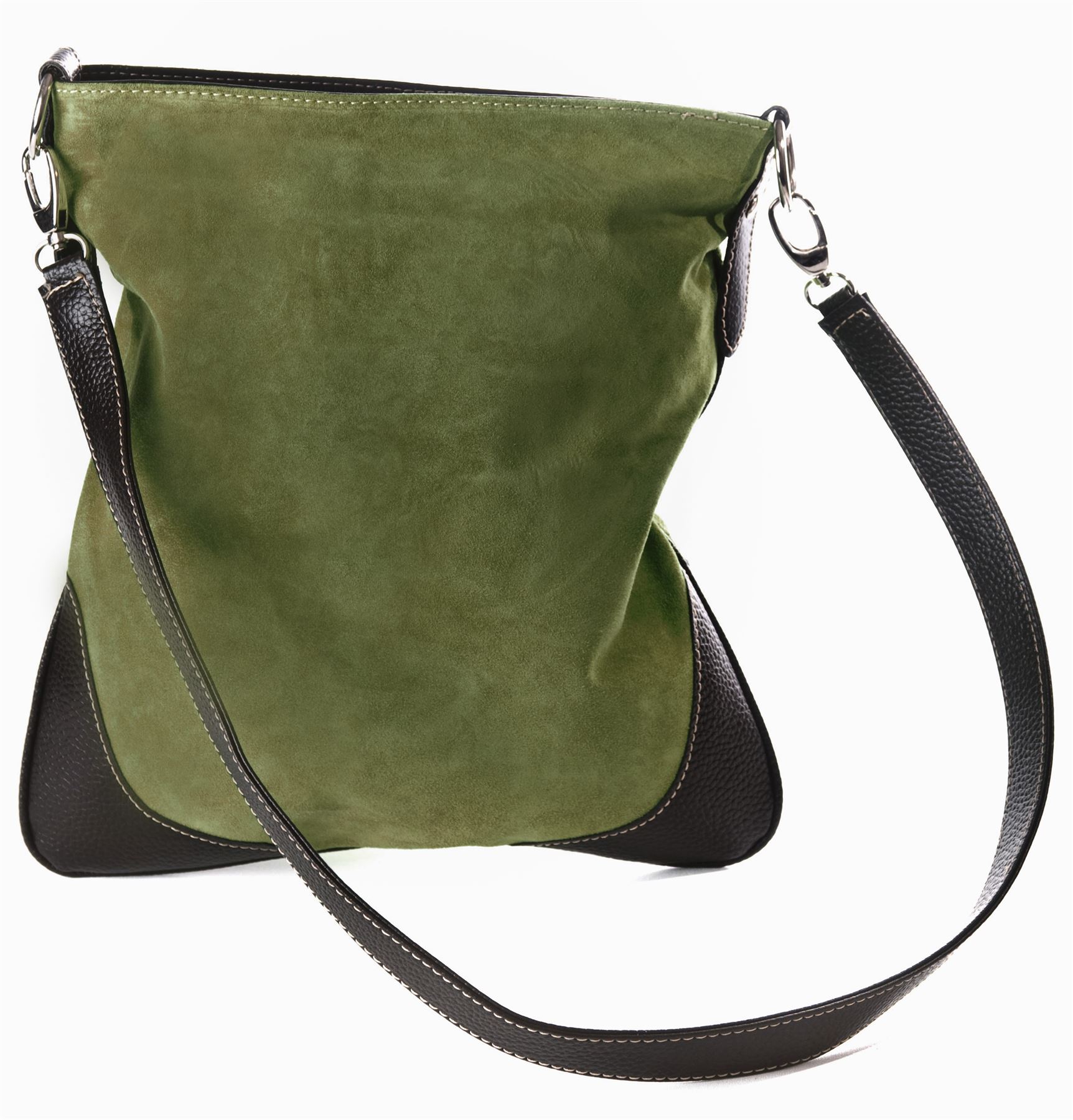 Big Handbag Real Suede Leather Messenger Cross Body Shoulder Bag with Faux Trim eBay