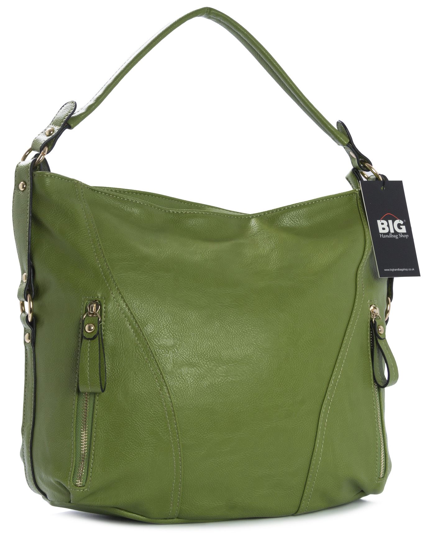 Big Handbag Shop Womens Plain Zip Effect Large Shoulder Bag eBay