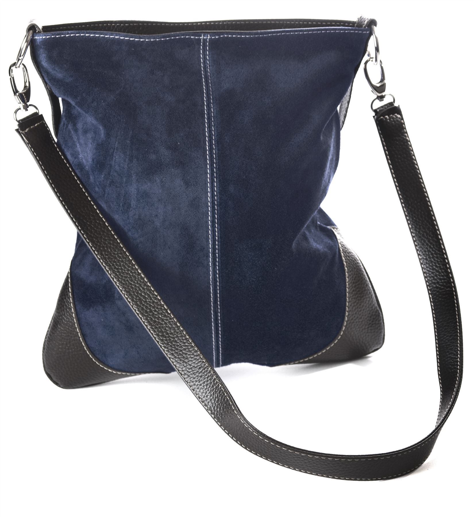 Big Handbag Real Suede Leather Messenger Cross Body Shoulder Bag with Faux Trim eBay