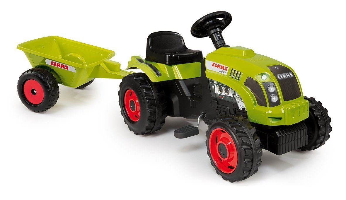 SMOBY KIDS PEDAL CLAAS GREEN TRACTOR AND TRAILER CHILDRENS RIDE ON