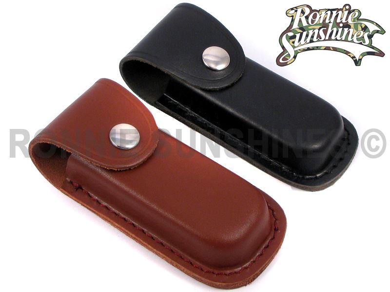 Leather Folding Knife Sheath Pouch Black or Brown Sizes S/M/L eBay