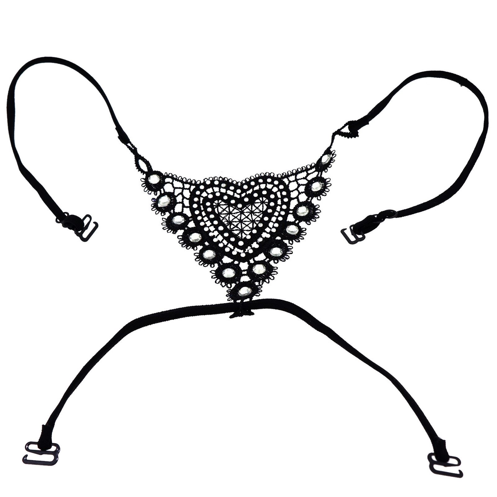 Women Lace Rhinestone Decorative Bra Straps, Good for Bridal Dresses, 2