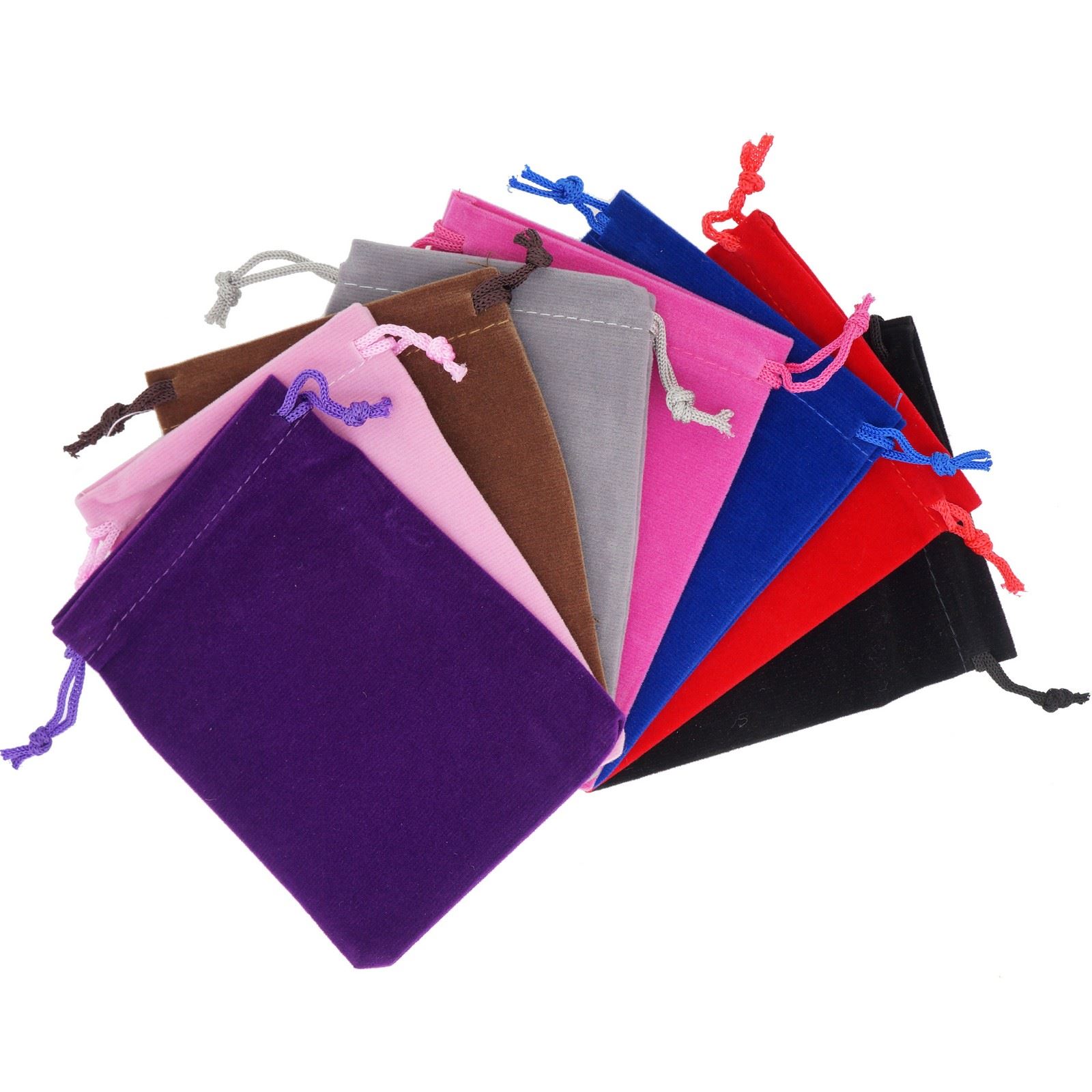 8 Color Soft Velvet Pouches Bag, size 1.9"x 2.7", 2.7"x 3.5", 3.5x 4.7