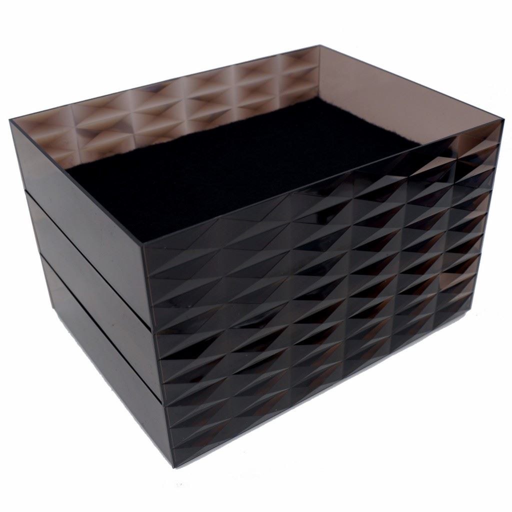 Stackable Display Tray Organizer Box for Fashion Jewelry Storage, White