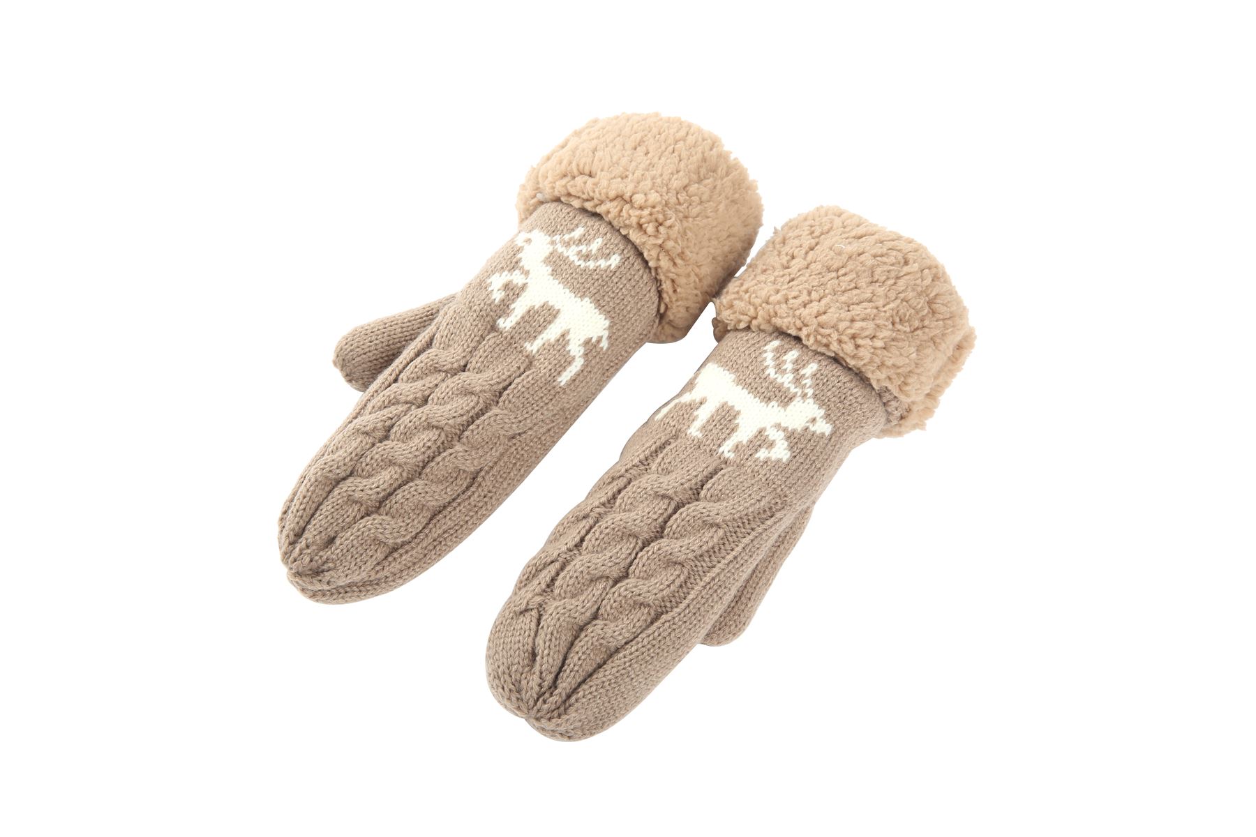 Womens Ladies Winter Wool Blend Thick Mittens Knitted Warm