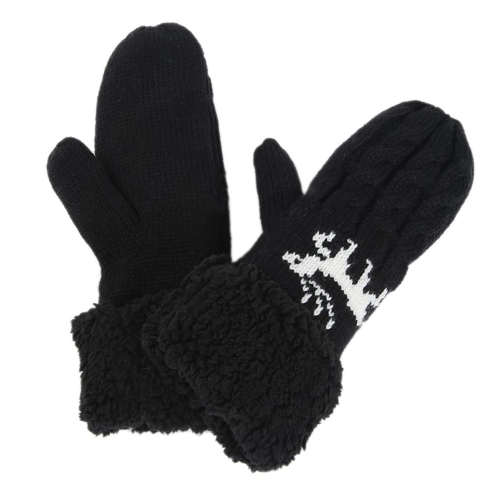 Womens Ladies Winter Wool Blend Thick Mittens Knitted Warm Wrist Full