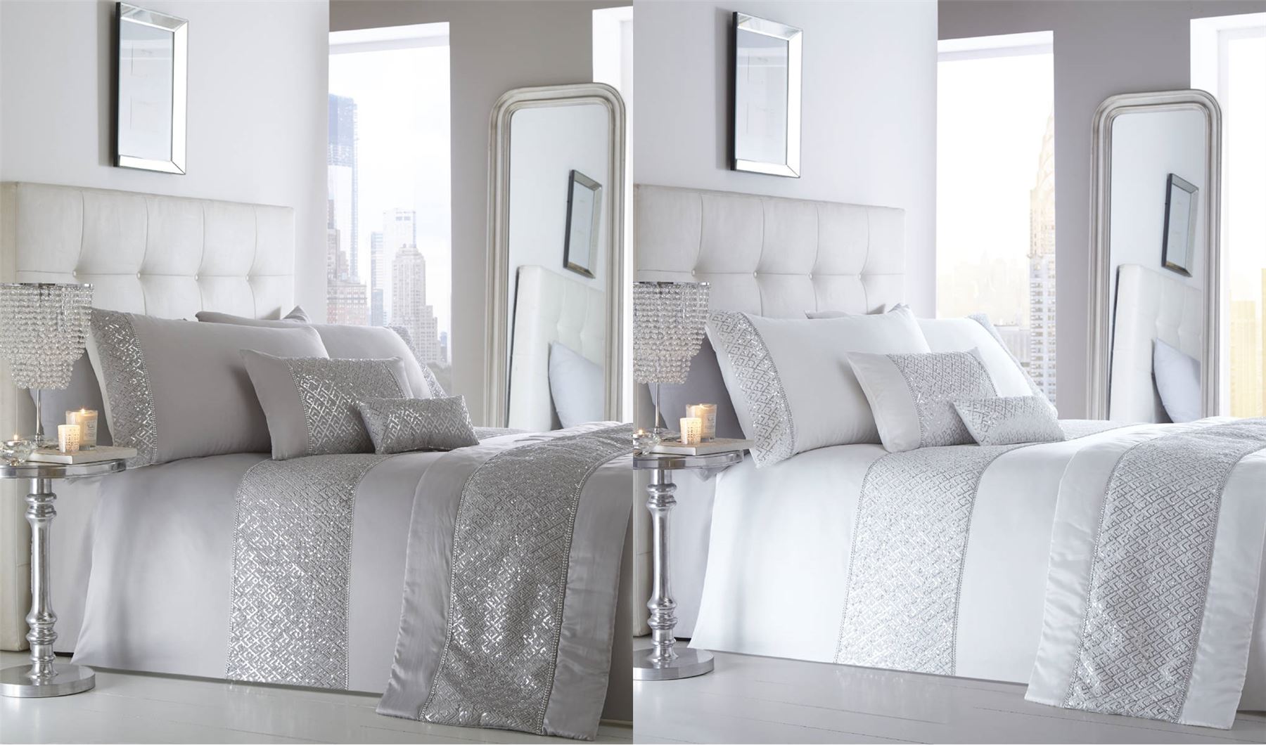 Luxury Diamante Trim Duvet Quilt Cover Bedding Set Shimmer eBay