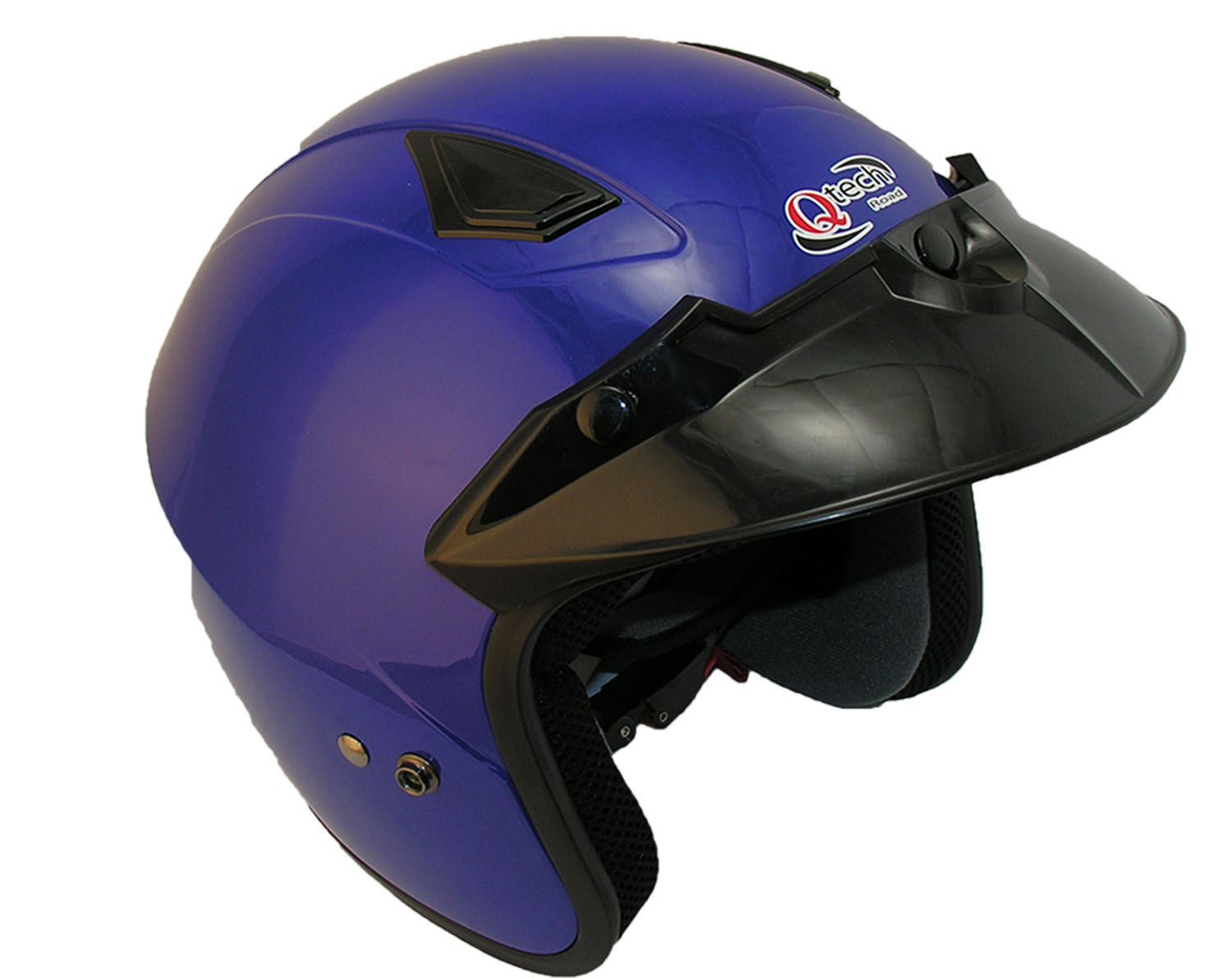 OPEN Face MOTORCYCLE Scooter BLUE Crash HELMET MotorBike Bike Retro