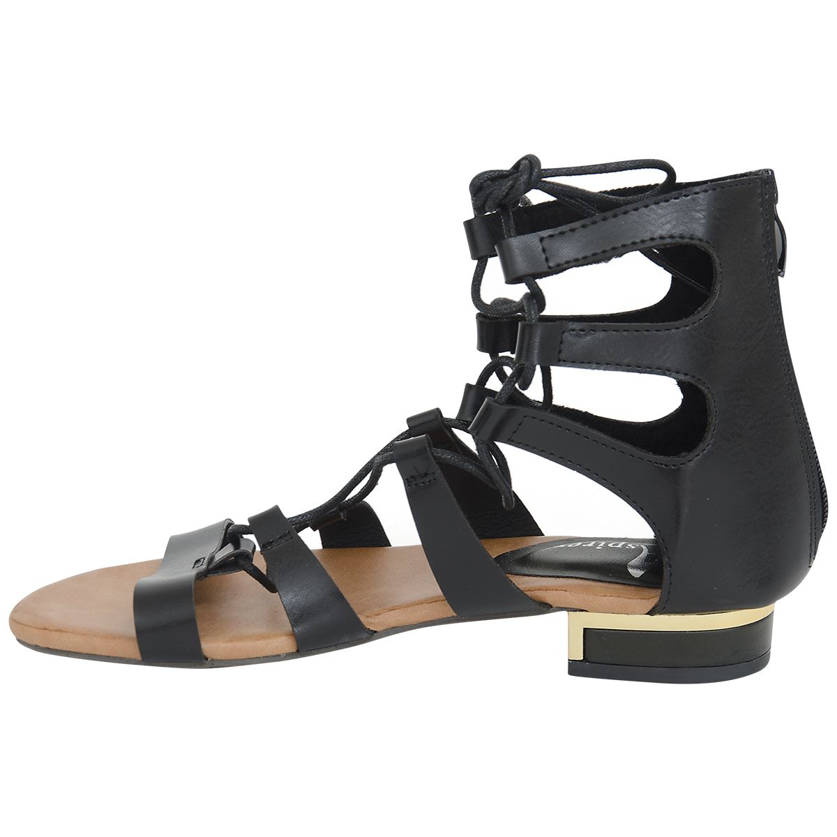 New Womens Ladies Gladiator Flat Leather Look Strappy Sandals Summer