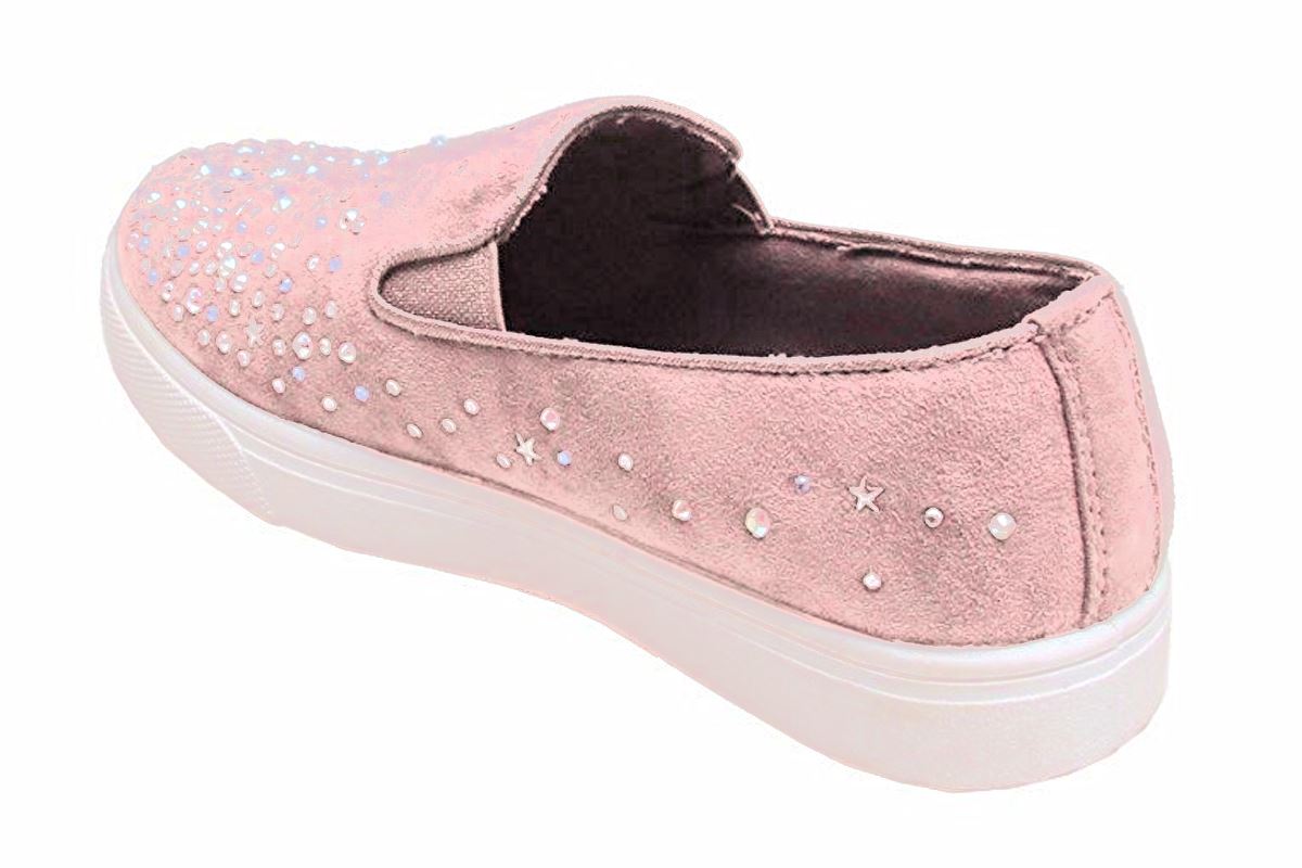 Nouveau haut strass faux daim casual front slip on sneaker escarpins chaussures