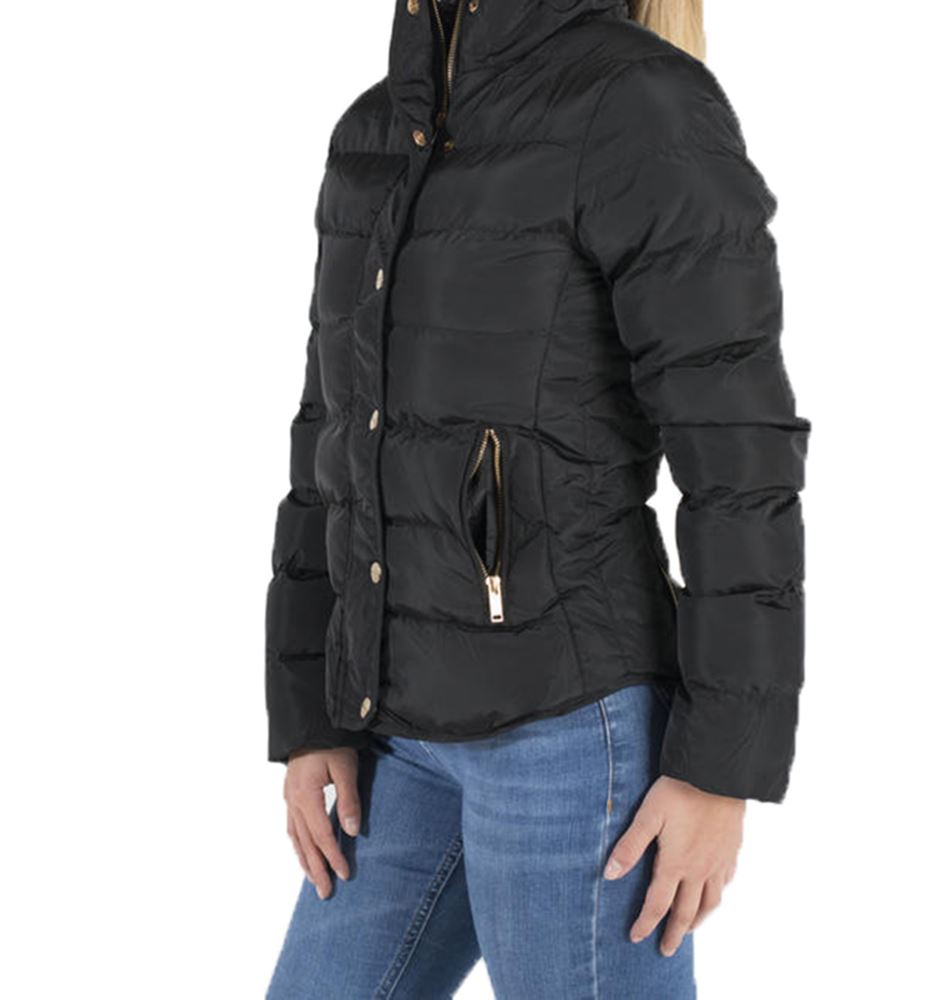 Womens Quilted Puffer Padded Short B15 Mid High Collar Warm Waterproof