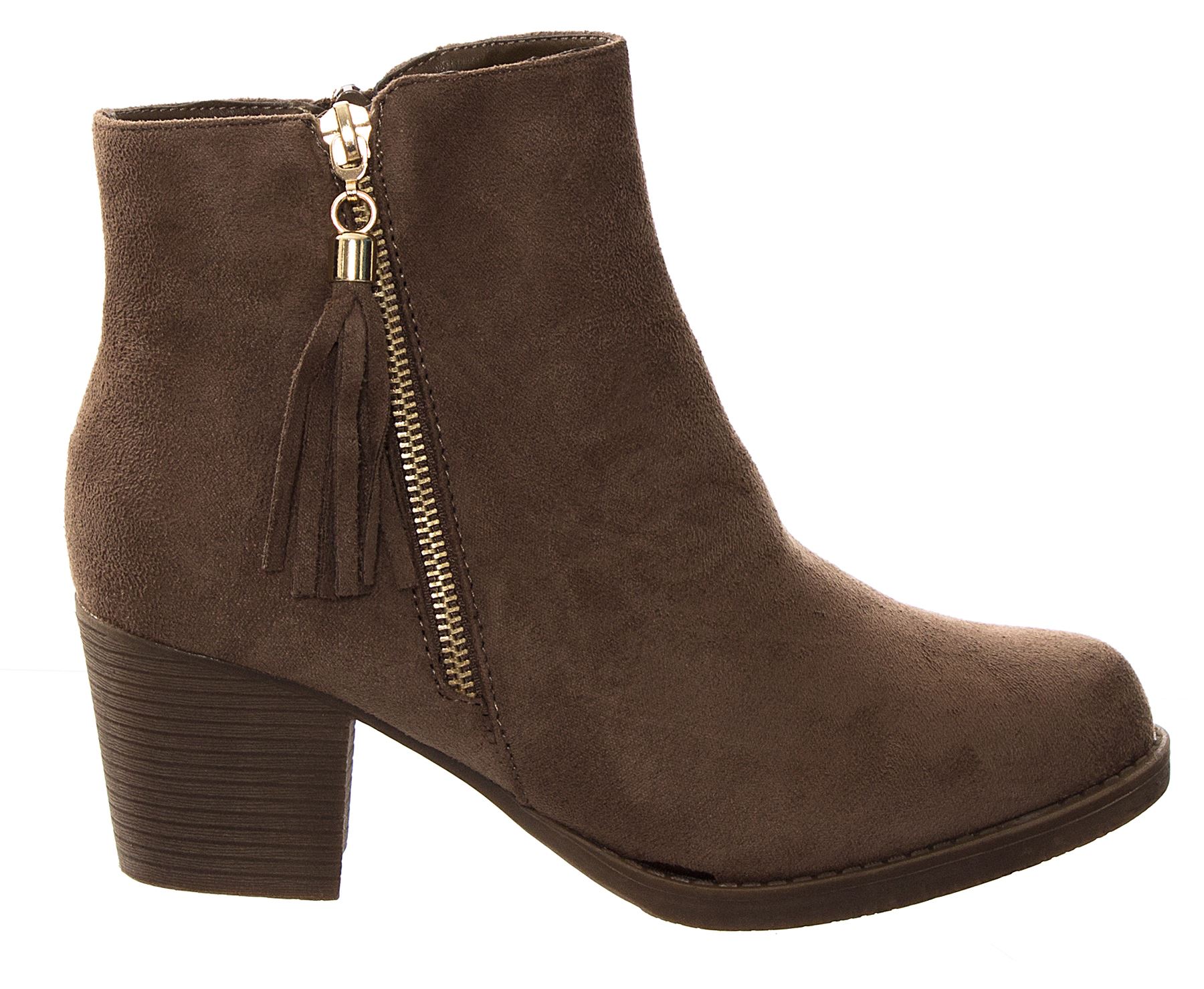 faux suede block heel ankle boots
