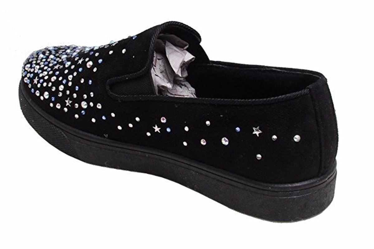 Nouveau haut strass faux daim casual front slip on sneaker escarpins chaussures