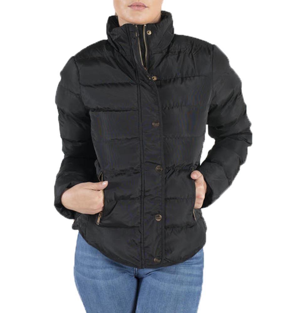 Womens Quilted Puffer Padded Short B15 Mid High Collar Warm Waterproof