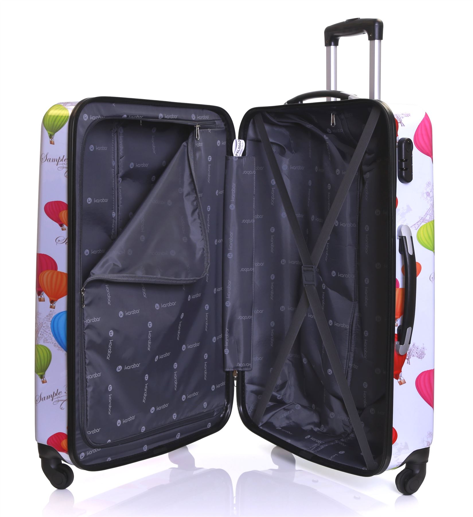 Karabar Set of 2 Printed Hard PC 4 Wheeled Luggage Trolleys Suitcases
