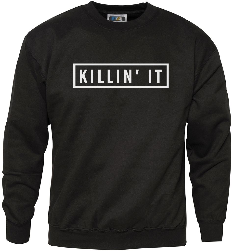 Killin' It Jumper Hipster Cool Swag Tumblr Dope Men's Black + Grey