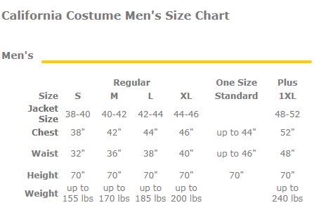 Creepy Clown Evil Circus Jester Scarey Mens Scare Goth California Costumes Mens Size Chart