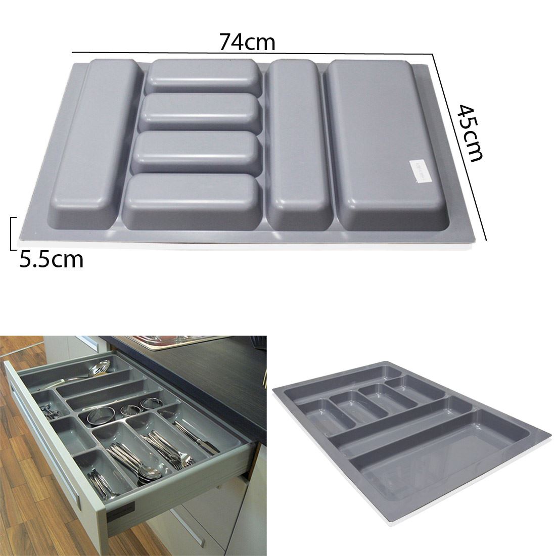 800MM / 900MM Grey Plastic Cutlery Trays Kitchen Drawers Blum Tandembox Inserts eBay