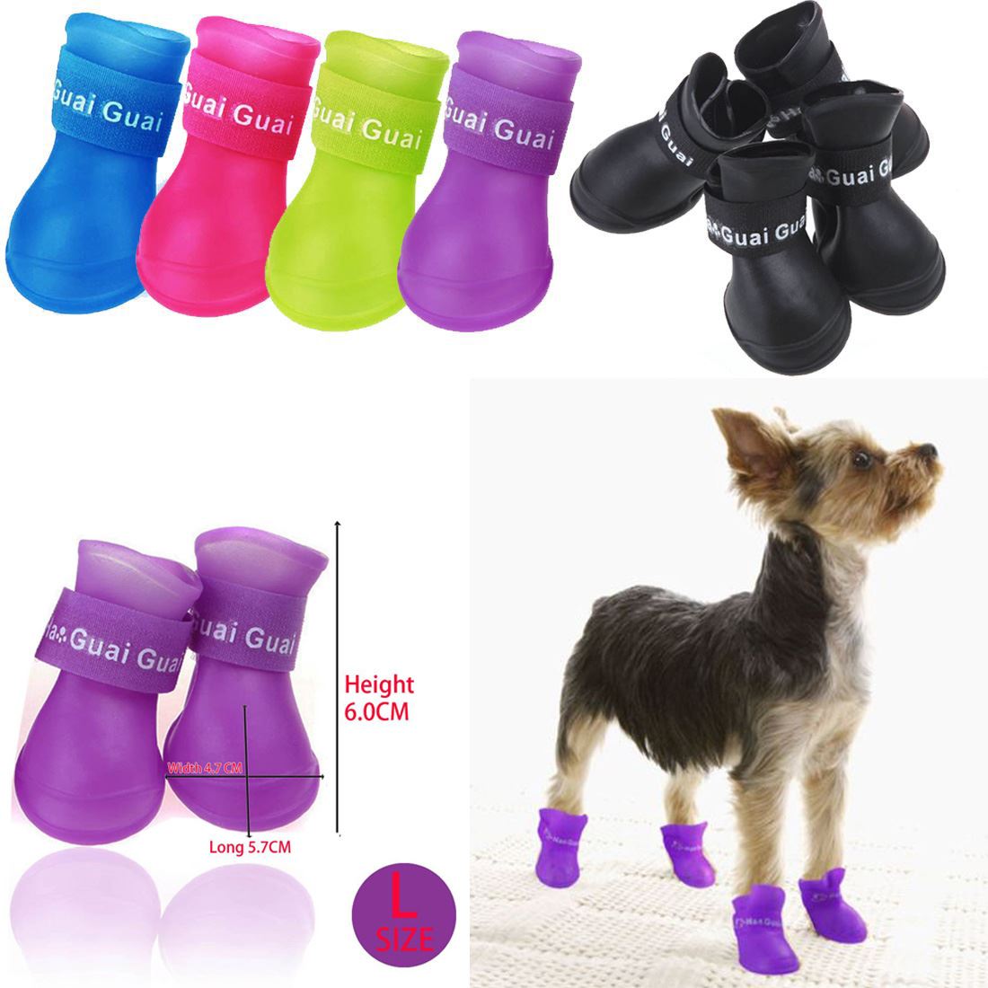 Silicone Pet Dog Puppy Waterproof Protective Adjustable Walk Shoes