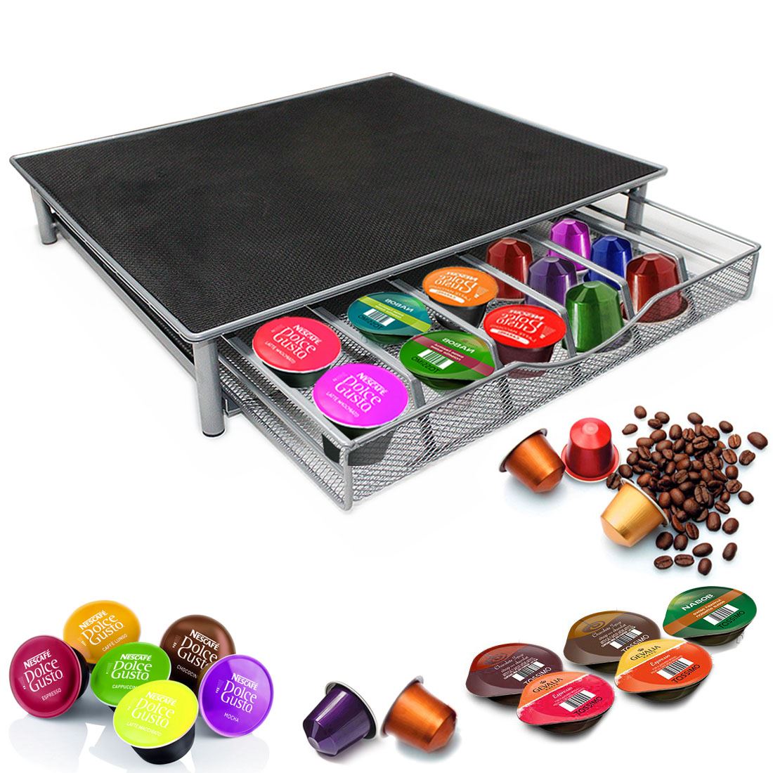 Coffee Machine Stand Capsule Pod Nespresso Dolce Gusto Storage Drawer