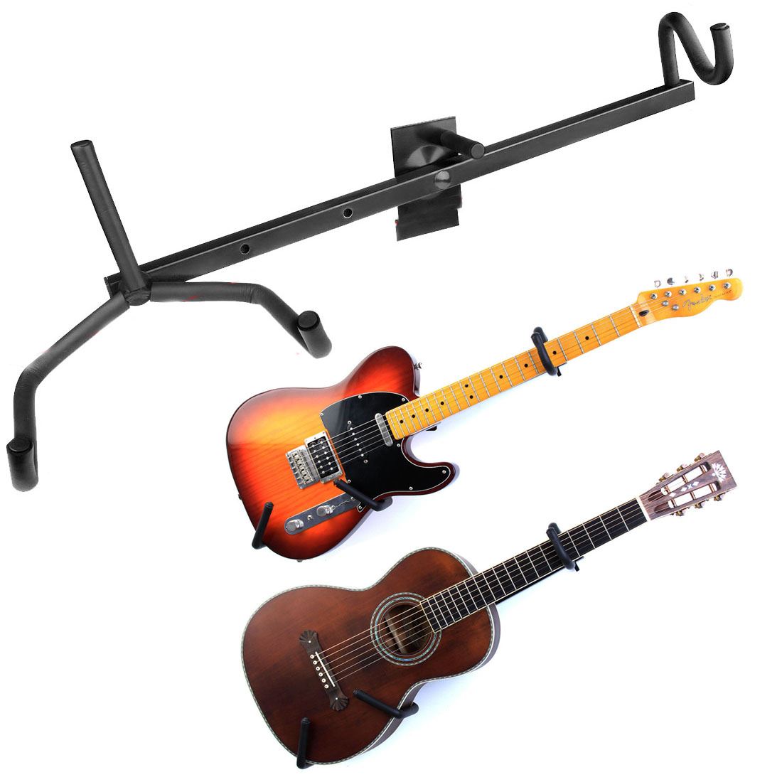 Horizontal Guitar Wall Hanger Bracket Electric, Acoustic, Bass Guitar