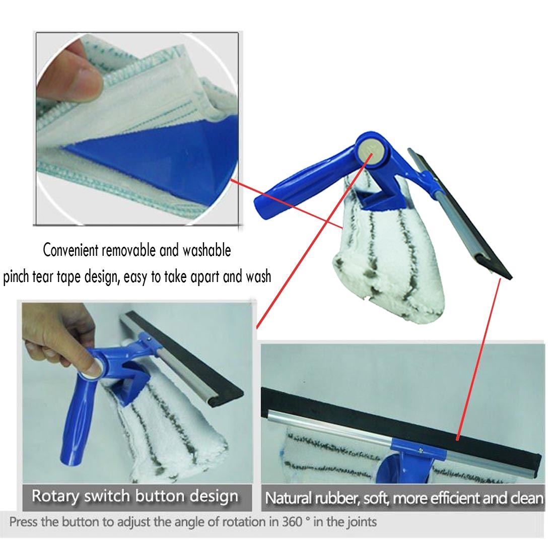 5FT Telescopic Windows Cleaning Kit Extendable Wash Cleaner Mop Head