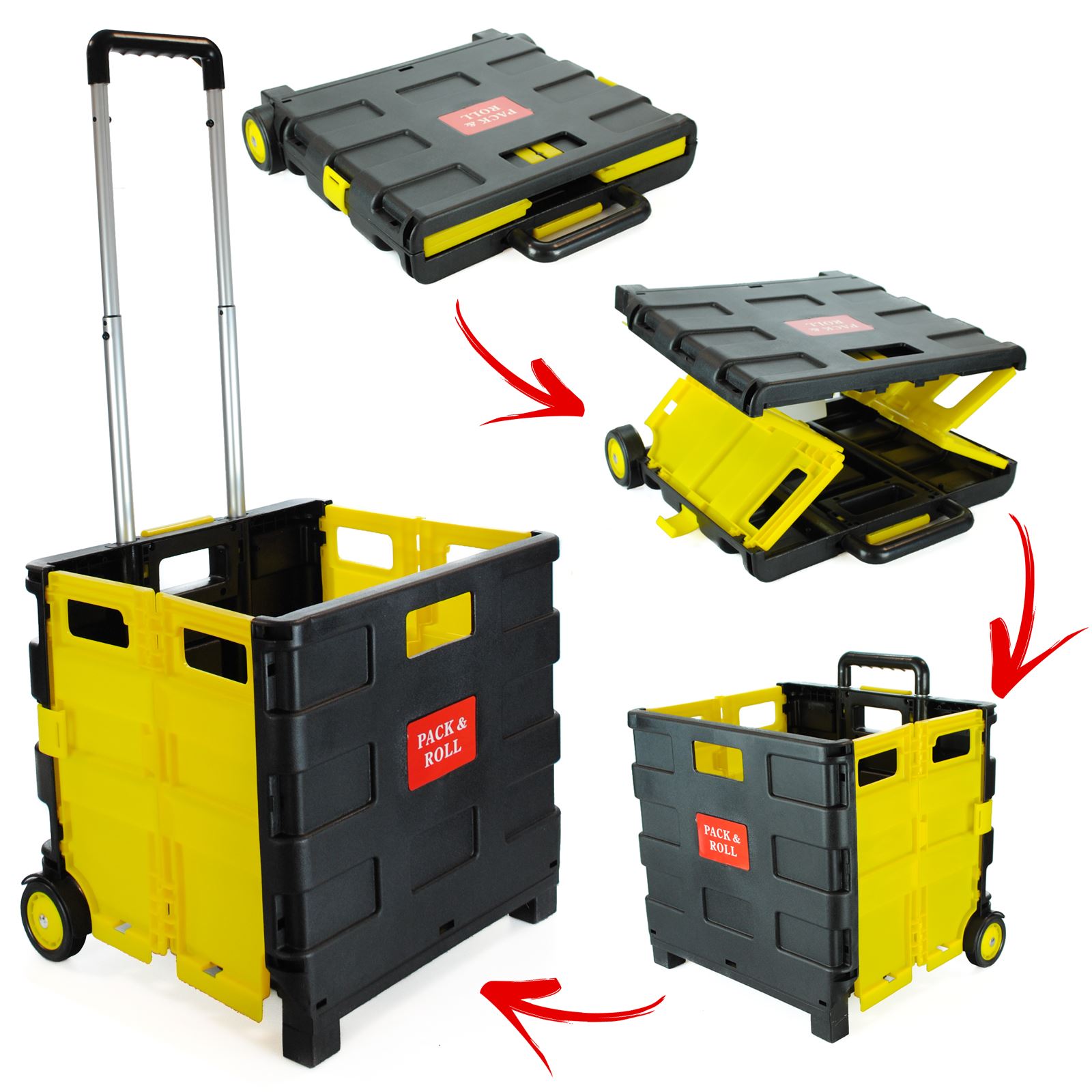 FOLDING BOOT CART Shopping Trolley Case Storage Box On Wheels Foldable Car Crate £22.95 - UK