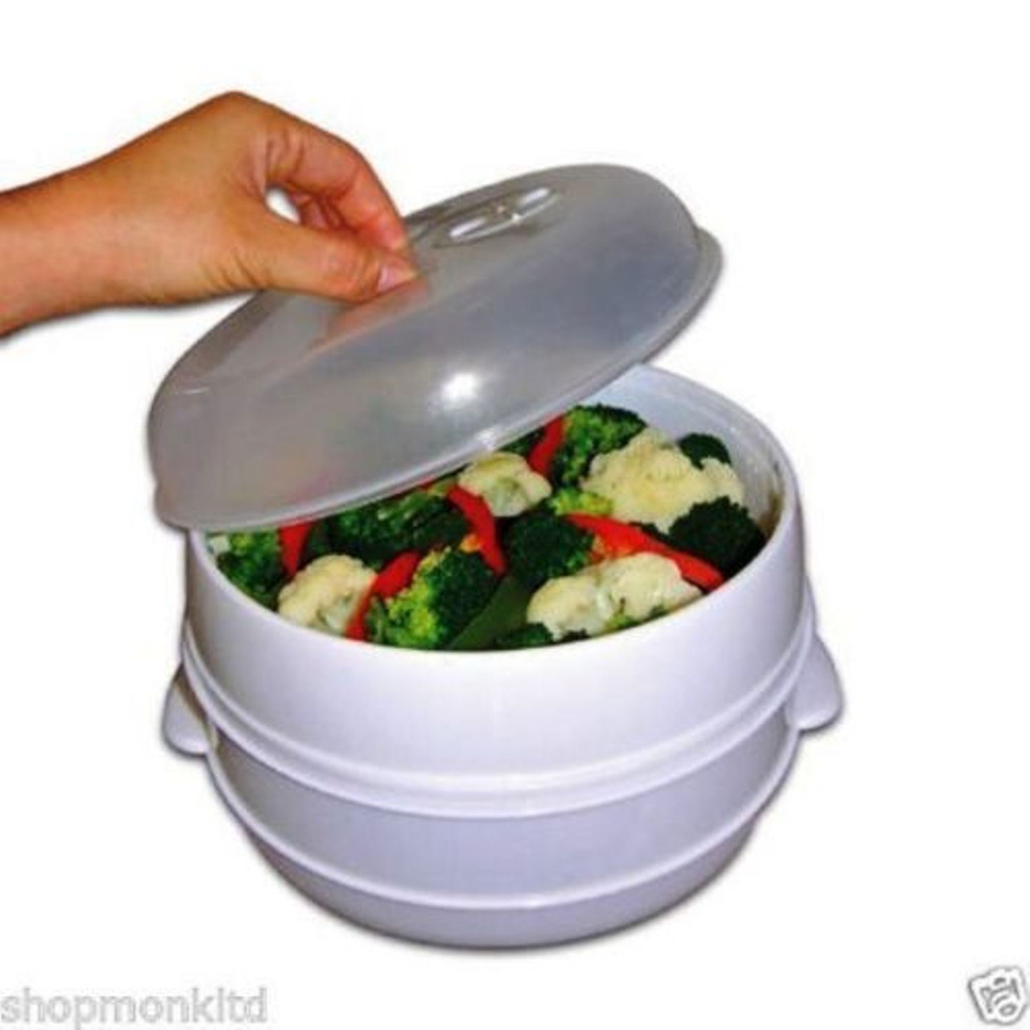 New 2 Tier Microwave Vegetable Steamer Cooker Healthy Pasta Rice