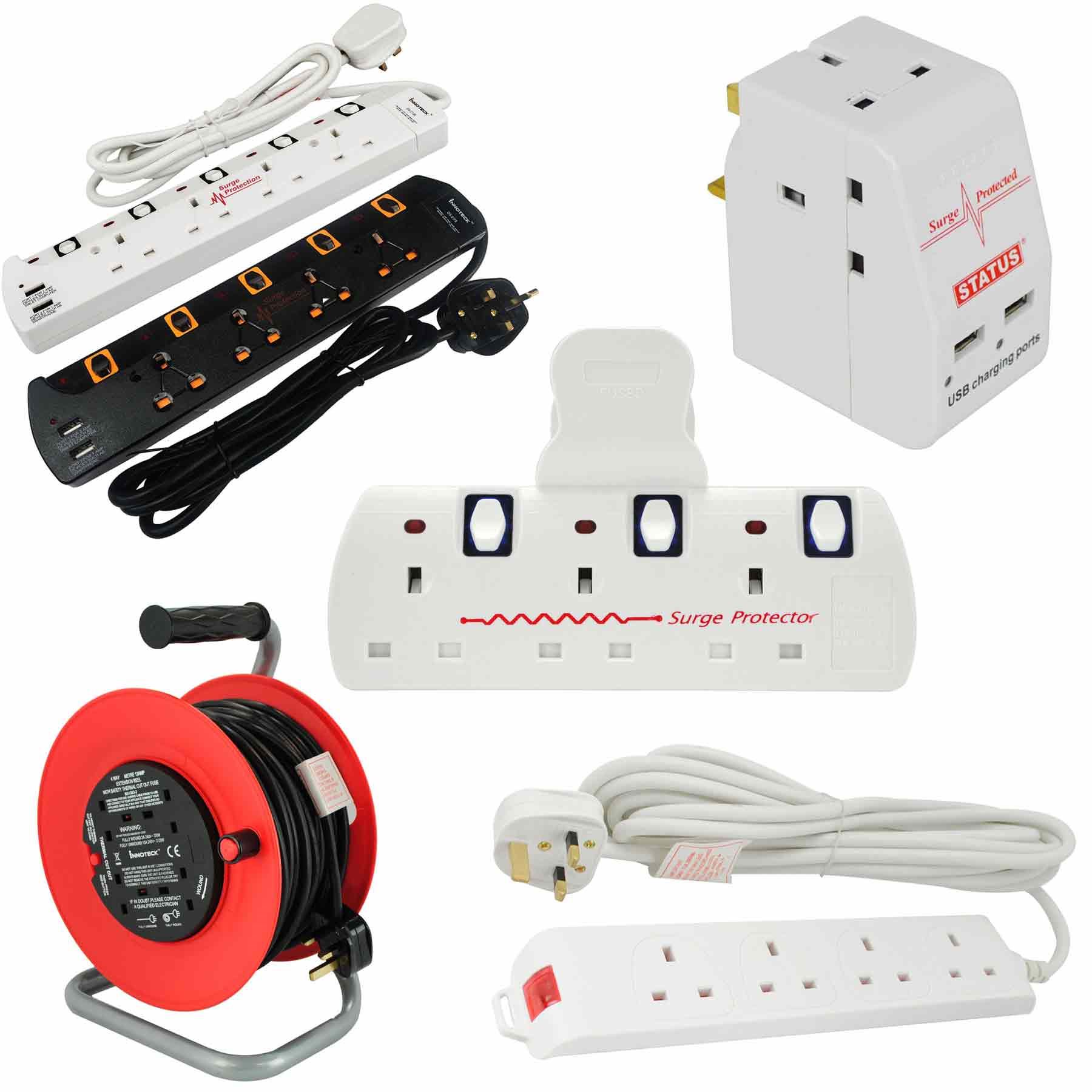 Multi Plug Extension Lead 2 3 4 5 Gang Way UK Mains Socket Cable Reel